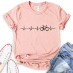 bicycle heartbeat t shirt heather peach