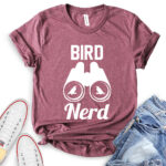 bird nerd t shirt heather maroon