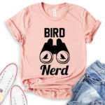 bird nerd t shirt heather peach