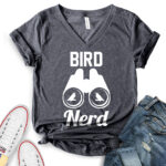 bird nerd t shirt v neck for women heather dark grey