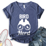 bird nerd t shirt v neck for women heather navy
