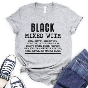 black mixed with t shirt for women heather light grey
