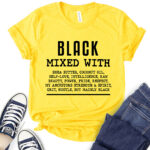 black mixed with t shirt for women yellow