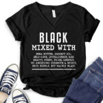 black mixed with t shirt v neck for women black