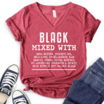 black mixed with t shirt v neck for women heather cardinal