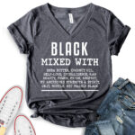 black mixed with t shirt v neck for women heather dark grey