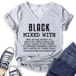 black mixed with t shirt v neck for women heather light grey