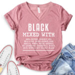 black mixed with t shirt v neck for women heather mauve