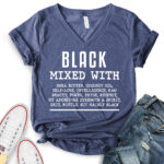 black mixed with t shirt v neck for women heather navy