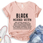 black mixed with t shirt v neck for women heather peach