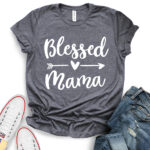 blessed mama t shirt for women heather dark grey