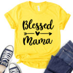 blessed mama t shirt for women yellow
