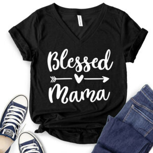 Blessed Mama T-Shirt V-Neck for Women 2