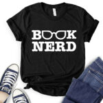 book nerd t shirt for women black
