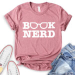 book nerd t shirt for women heather mauve