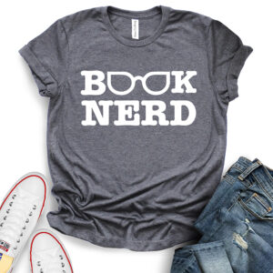book nerd t shirt heather dark grey