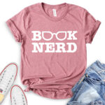 book nerd t shirt heather mauve