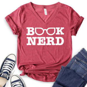 Book Nerd T-Shirt V-Neck for Women