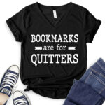 bookmarks are for quitters t shirt v neck for women black