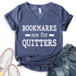 bookmarks are for quitters t shirt v neck for women heather navy