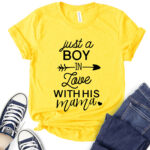 boy in love t shirt for women yellow