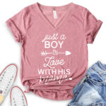 boy in love t shirt v neck for women heather mauve