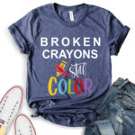 broken crayons still color t shirt for women heather navy