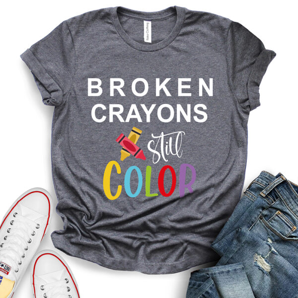 broken crayons still color t shirt heather dark grey