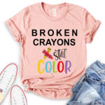 broken crayons still color t shirt heather peach