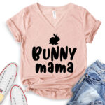 bunny mama t shirt v neck for women heather peach