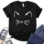 cat kitty t shirt black