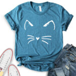 cat kitty t shirt for women heather deep teal