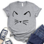 cat kitty t shirt for women heather light grey