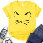 cat kitty t shirt for women yellow