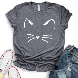 cat kitty t shirt heather dark grey