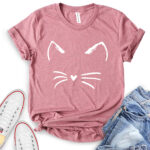 cat kitty t shirt heather mauve