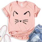 cat kitty t shirt heather peach