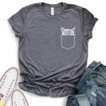 cat pocket t shirt for women heather dark grey