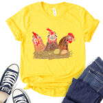 chicken fam t shirt for women yellow