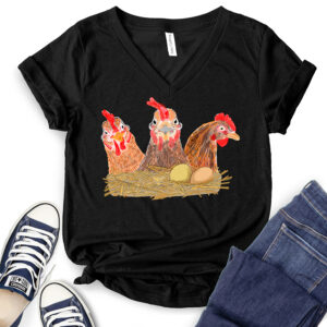 Chicken Fam T-Shirt V-Neck for Women 2