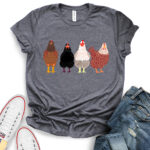 chickens t shirt for women heather dark grey