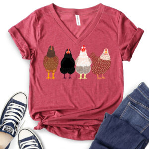 Chickens T-Shirt V-Neck for Women