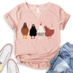 chickens t shirt v neck for women heather peach