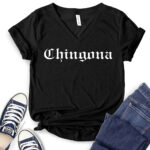 chingona t shirt v neck for women black