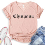 chingona t shirt v neck for women heather peach