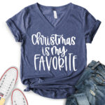 chiristmas is my favorite t shirt v neck for women heather navy