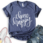choose happy t shirt for women heather navy