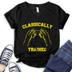 classicaly trained t shirt v neck for women black