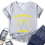 classicaly trained t shirt v neck for women heather light grey