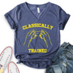 classicaly trained t shirt v neck for women heather navy
